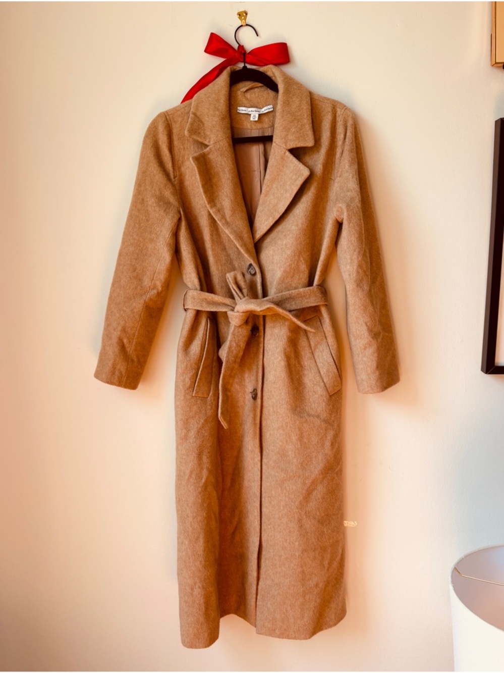 & Other Stories Camel and Black Wool Blend Trench Coat 0 2 XS